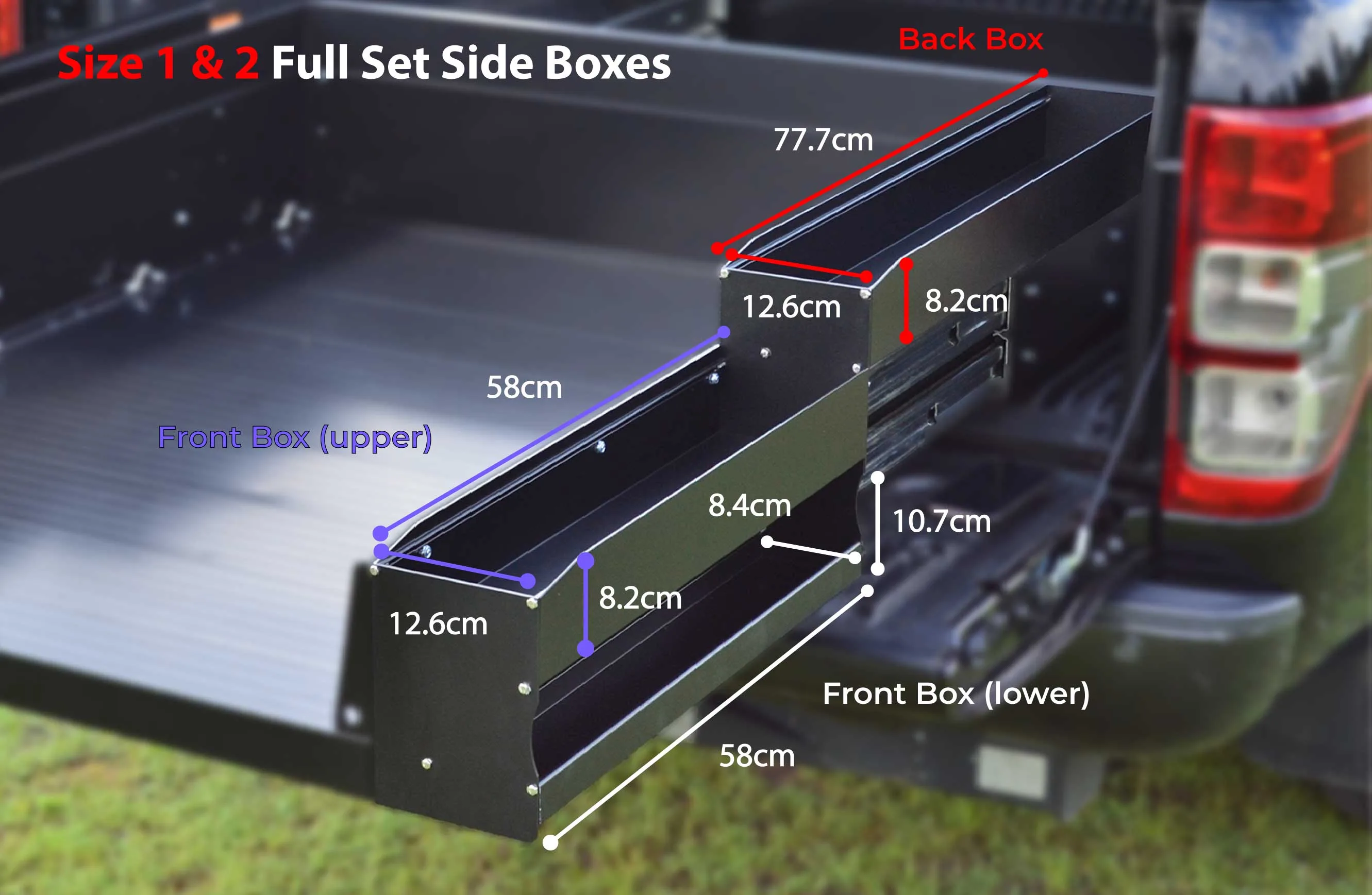 Size 1 & 2 Full Set Side Box Dimensions
